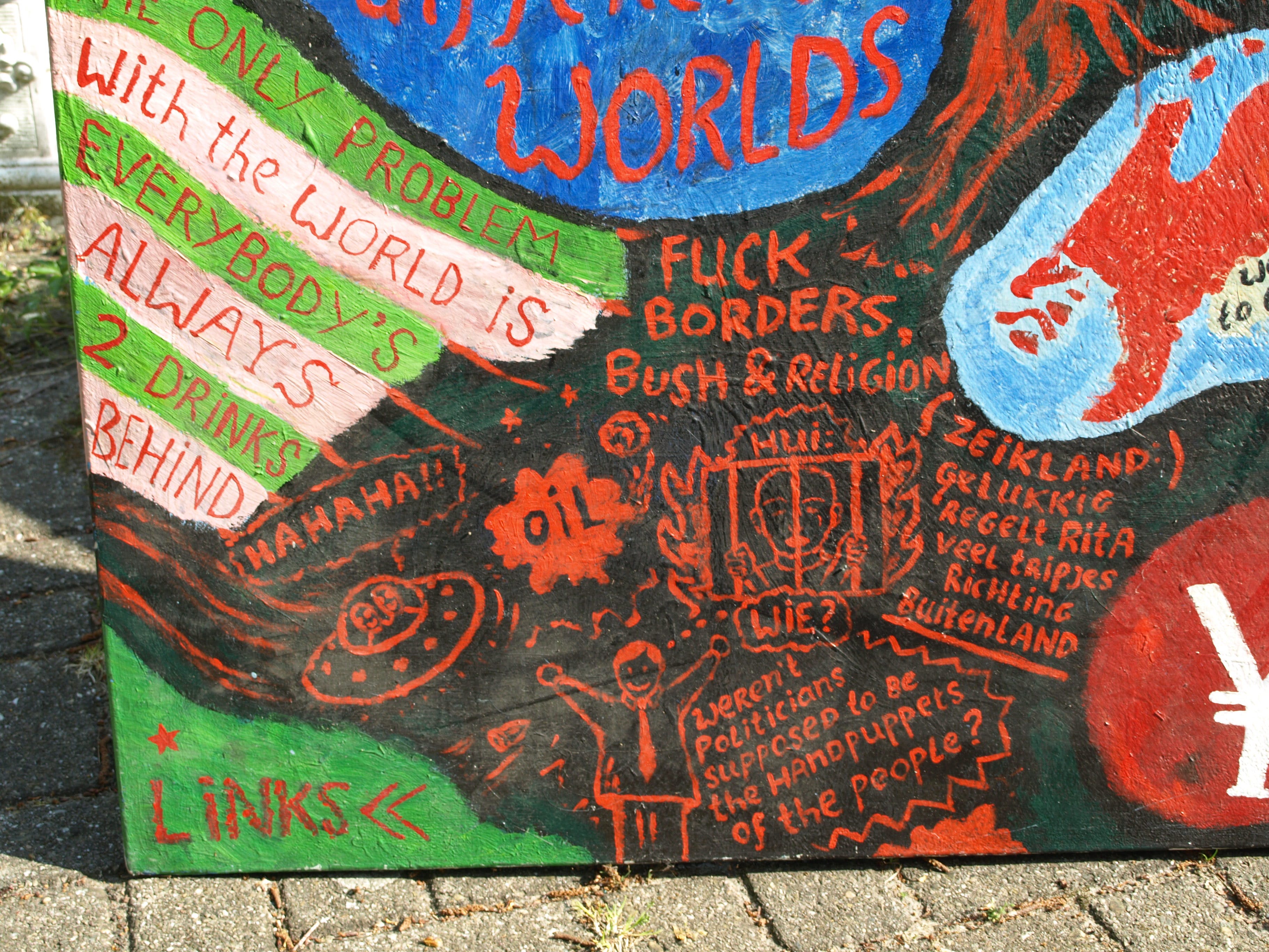 Niet of onleesbaar gesigneerd - Acrylverf op doek , Politics, it’s all a bunch of Bla Bla – 130 x 130 cm - 2006 kopen? Bied vanaf 1!