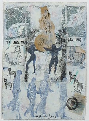 Ad Snijders - Gouache en collage, This way ... - Ingelijst kopen? Bied vanaf 50!