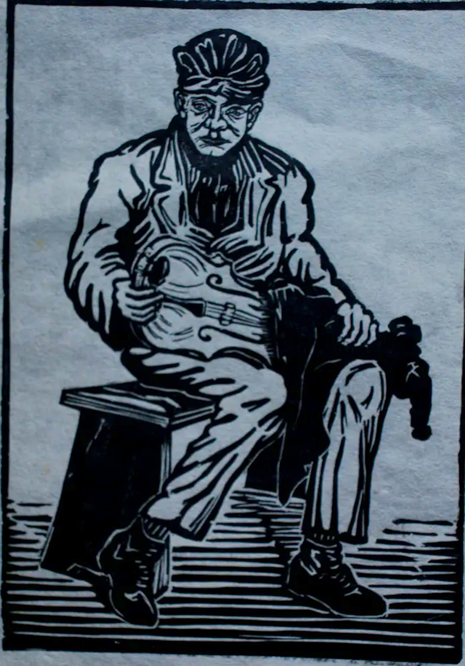 Rudolf Bremmer - Houtsnede: violist kopen? Bied vanaf 39!