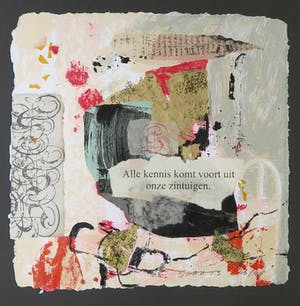 Miriam Slaats - Zeefdruk, Alle kennis komt voort uit onze zintuigen - Ingelijst kopen? Bied vanaf 35!