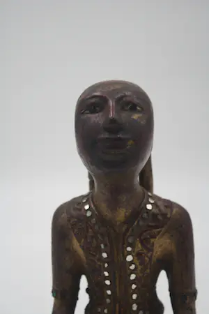 Niet of onleesbaar gesigneerd - Prachtige Zeldzame Oude Vergulde Houten Monnink (20e eeuw) (1) - Hout Verf Glas kopen? Bied vanaf 1!