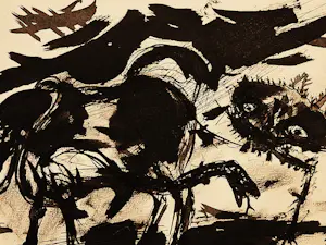 Theo Beerendonk - in 1950 geschilderde oost-Indische inkttekening "Beasts" gesigneerd kopen? Bied vanaf 68!