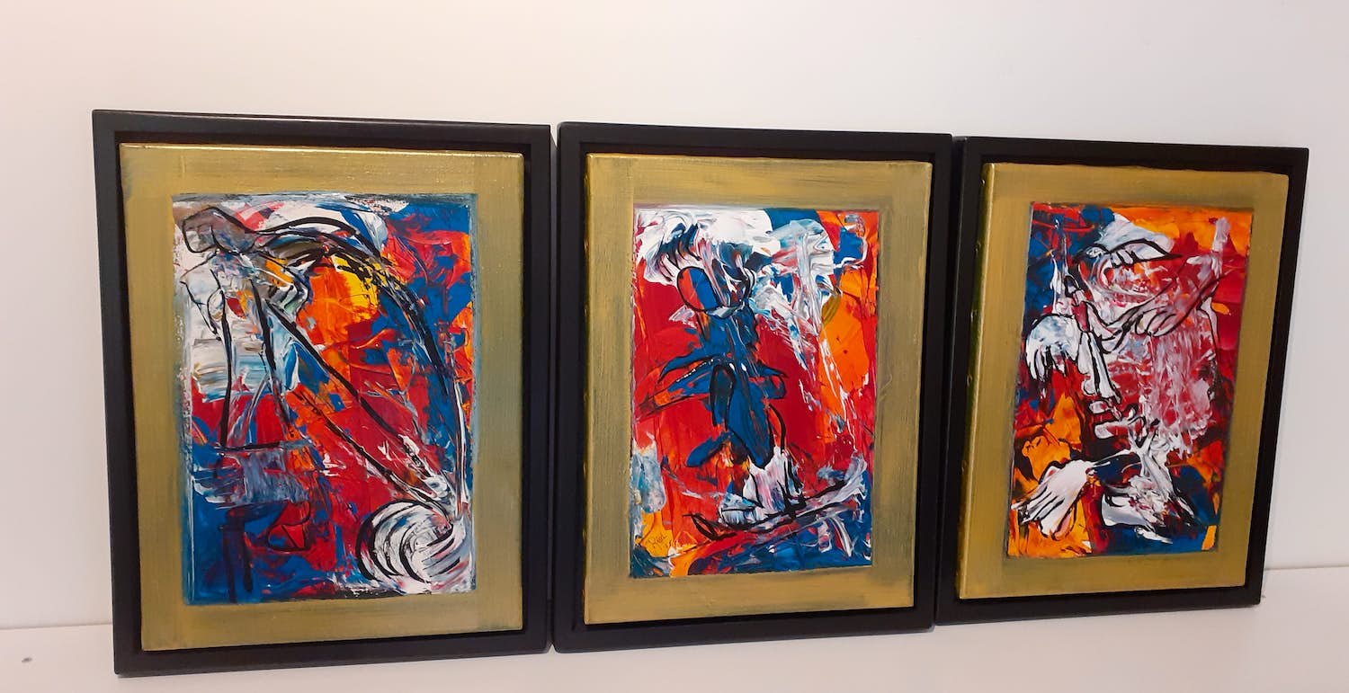 Piet van Riel - Drieluik 'Vogels' verkocht voor € 230!