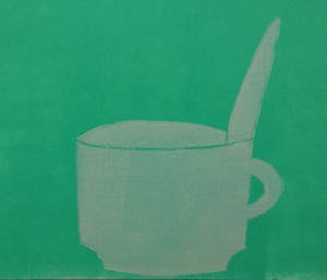 Klaas Gubbels - houtdruk met acryl ondergrond ‘ wit kopje’. kopen? Bied vanaf 275!