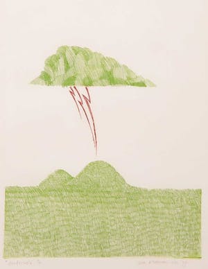 Ina Vlootman - Lot van twee etsen, Donderwolk en landschap met rode zon kopen? Bied vanaf 1!