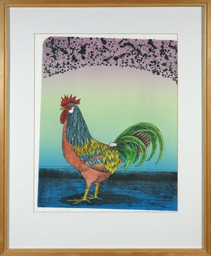 Niet of onleesbaar gesigneerd - Litho, Haan - Ingelijst kopen? Bied vanaf 1!