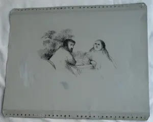 Metten Koornstra - Originele drukplaat , “Man en vrouw aan tafel” – ca 1965 kopen? Bied vanaf 1!