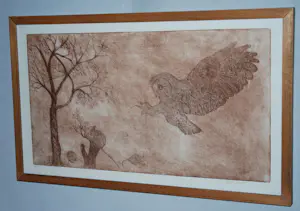 Paula Sluiter - Uil op muizenjacht - grote ets - oplage 50 kopen? Bied vanaf 125!