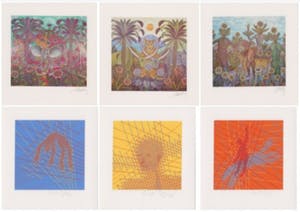 Willem F. Wagner - e.a: zes handgesigneerde zeefdrukken: Konstruktiv life I- III, Jungle I-III kopen? Bied vanaf 29!