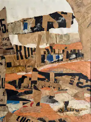 Gustav Meist - collage op papier | 'Gift van een aardige man' | 1967 vendu pour 60€ !