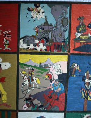 Curiosa - 12 Uit linoleum gesneden covers Lucky Luke – Groot – jaren ‘70 kopen? Bied vanaf 1!