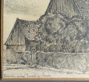 Jan Jans - Boerderij op het Tusveld Almelo - gesigneerde potloodtekening kopen? Bied vanaf 59!
