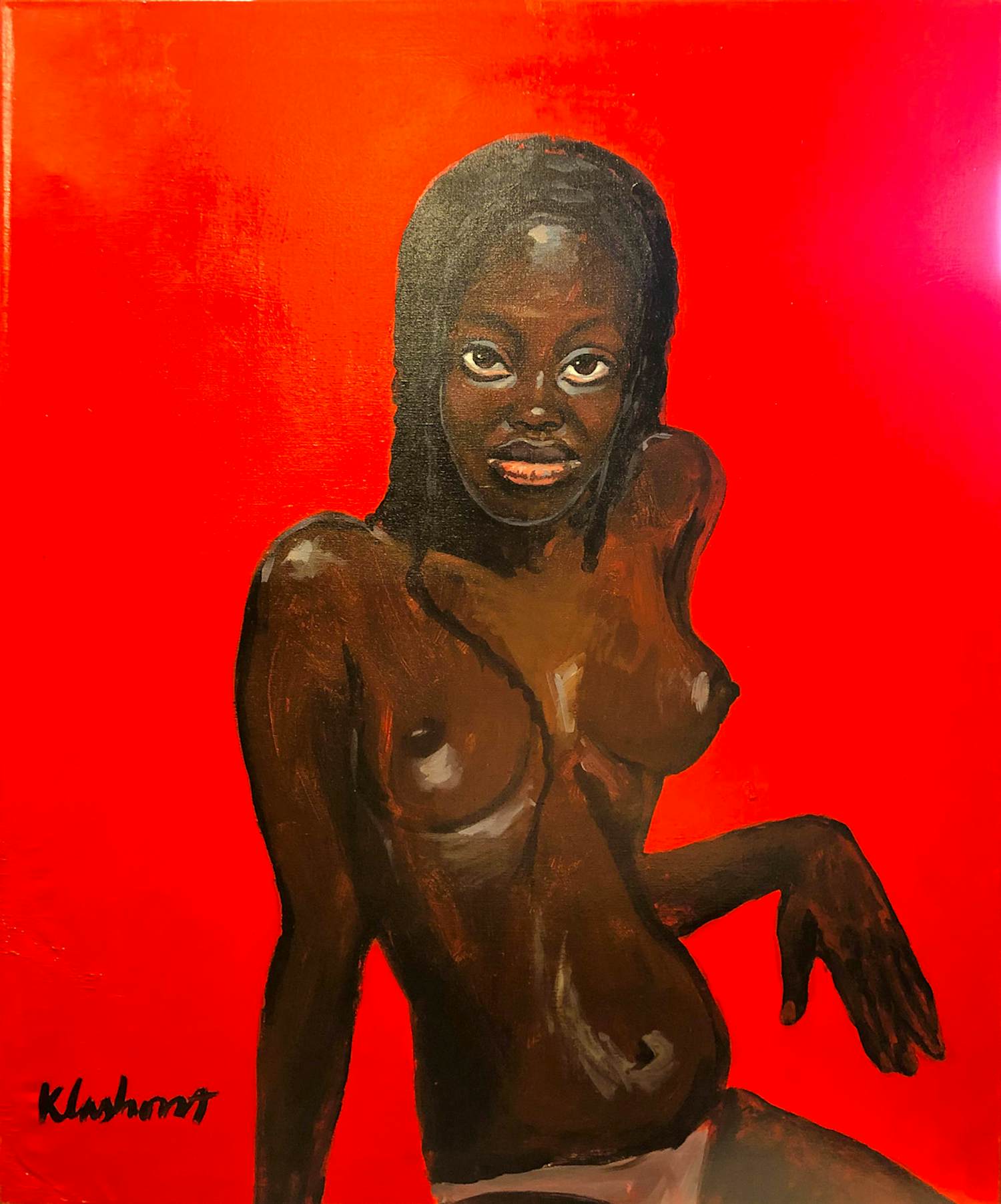 Peter Klashorst - African Woman - Red kopen? Bied vanaf 450!