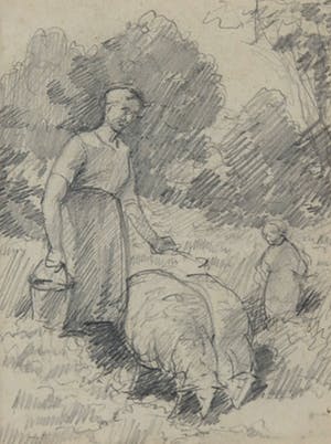 Jacobus Frederik Sterre de Jong - Potloodtekening, Twee tekeningen - Ingelijst kopen? Bied vanaf 20!