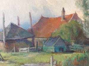 Roelof Klein - 1915-1981 boerderij in landschap met eenden kopen? Bied vanaf 75!