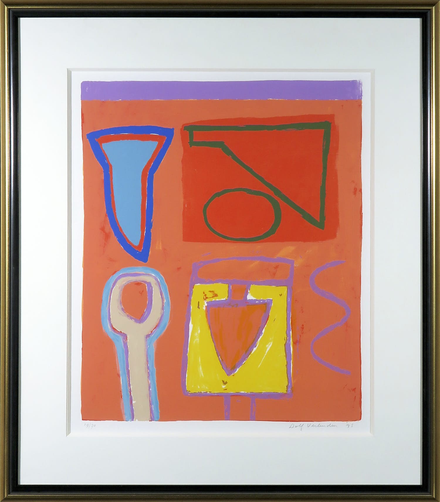 Dolf Verlinden - Zeefdruk, Zonder titel - Ingelijst verkocht voor € 1!