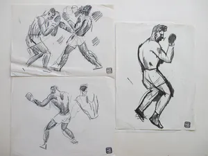 Herman Bieling - Boksers in aktie - Tekeningen kopen? Bied vanaf 60!