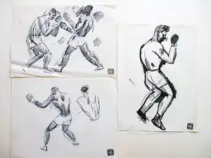 Herman Bieling - Boksers in aktie - Tekeningen verkocht voor € 60!