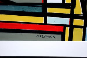 Harry de Jager - gouache op papier: geometrische compositie kopen? Bied vanaf 175!