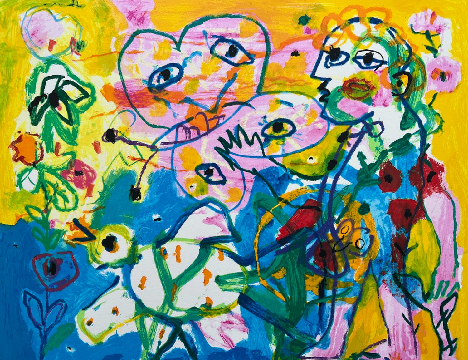 Hans Truijen - handgesigneerde zeefdruk | 'Happy day' | 1993 verkocht voor € 1!