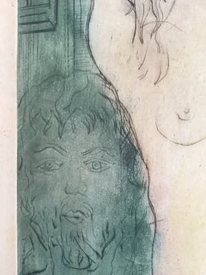 Niet of onleesbaar gesigneerd - Naakt meisje, ets, kunstenaar onleesbaar, ingelijst kopen? Bied vanaf 1!