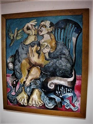 Willem Janssen - Monumentaal schilderij van Limburgse Expressionist - Moeder en Kind - GROOT!! kopen? Bied vanaf 229!