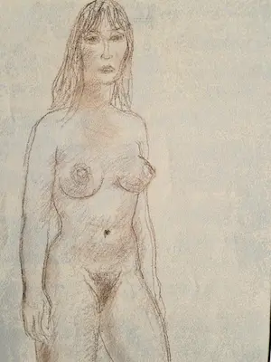 Jos van den Berg - Pastel en roodkrijt tekening "staand vrouwelijk naakt / verso zittend naakt" kopen? Bied vanaf 37!