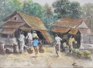 Niet of onleesbaar gesigneerd - 2 aquarellen - Bali - Indonesië kopen? Bied vanaf 1!