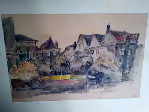 Cor Noltee - Stadsgezicht met bomen verkocht voor € 50!