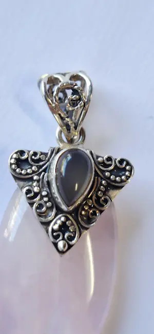 vintage sajen roze rozenkwarts sterling zilveren juwelen citrien  hanger kopen? Bied vanaf 75!