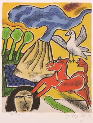 Corneille - Litho, Femme et oiseau kaufen? Bieten Sie von 1!