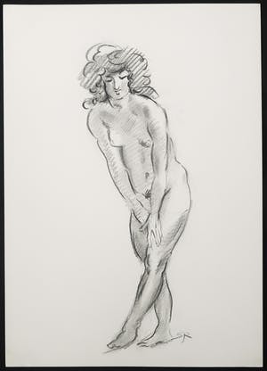 Jan Sluijters (jr.) - Potloodtekening, Staand naakt kopen? Bied vanaf 70!