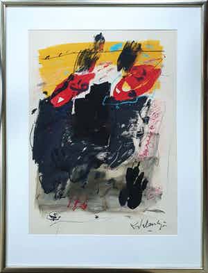 Kees Salentijn - Unicum: Abstracte compositie - Ingelijst (Zeer groot) verkocht voor € 265!