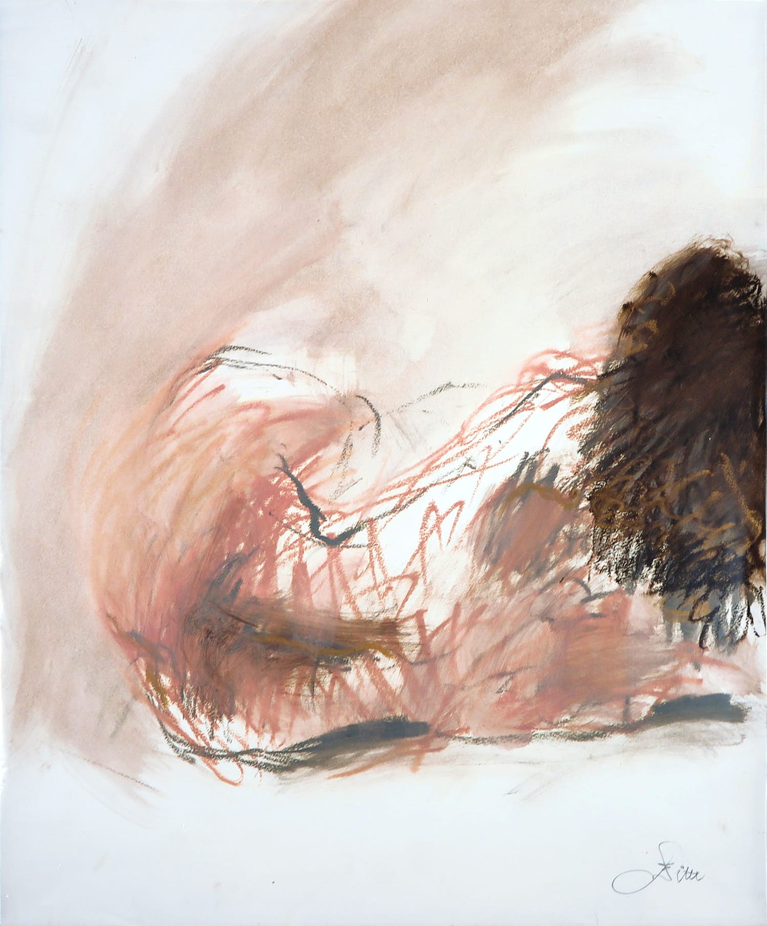 Franscz Witte - Gemengde techniek op papier, Vrouwelijk naakt van achter gezien kopen? Bied vanaf 1!