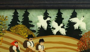 Renate Koblinger-Drobar - Achterglasschildering , Op een mooie herfstdag.. – ingelijst – ca 1980 kopen? Bied vanaf 45!