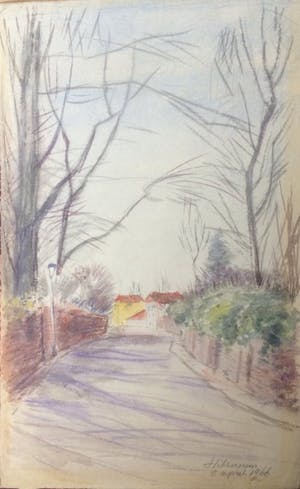 Han Krug - Aquarel "Hilversum" 1966 kopen? Bied vanaf 25!