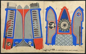 Niet of onleesbaar gesigneerd - Gouache, Lot van vier ontwerptekeningen kopen? Bied vanaf 1!