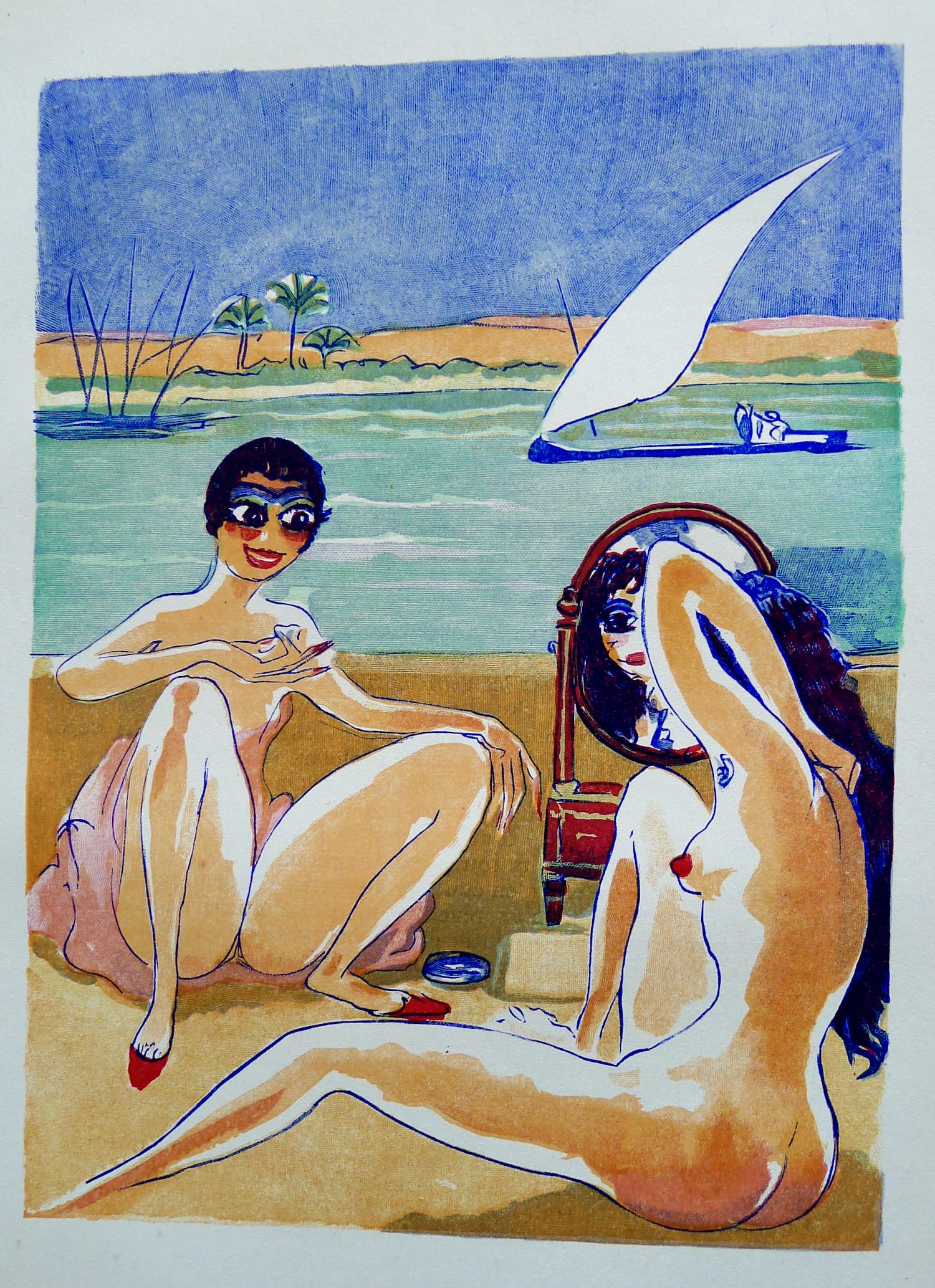 Kees van Dongen - Kees van Dongen, houtgravure : ' La terrasse sur Nil',1001 nacht,1955. verkocht voor € 25!