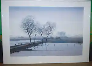 Denkor - verstild waterlandschap - zeer fraaie en grote aquarel verkauft für € 100!