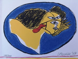 Corneille - Litho, Tekst, " Nous vous souhaitons une merveilleuse annee 1998 ". kopen? Bied vanaf 150!