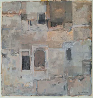 Jan Miechels - (1916-1996) Huizen/muur, uniek werk kopen? Bied vanaf 65!