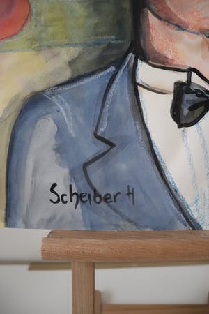 Hugo Scheiber - Man met hoed en sigaret kopen? Bied vanaf 450!