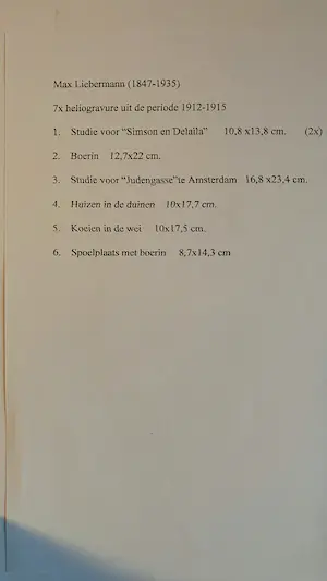 Max Liebermann - 7 x gravures uitgegeven door A Schumann's Verlag - Leipzig kopen? Bied vanaf 1!