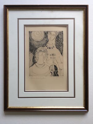Robert Vandereycken - Jong paar met viool - lithografie, ingelijst kopen? Bied vanaf 40!