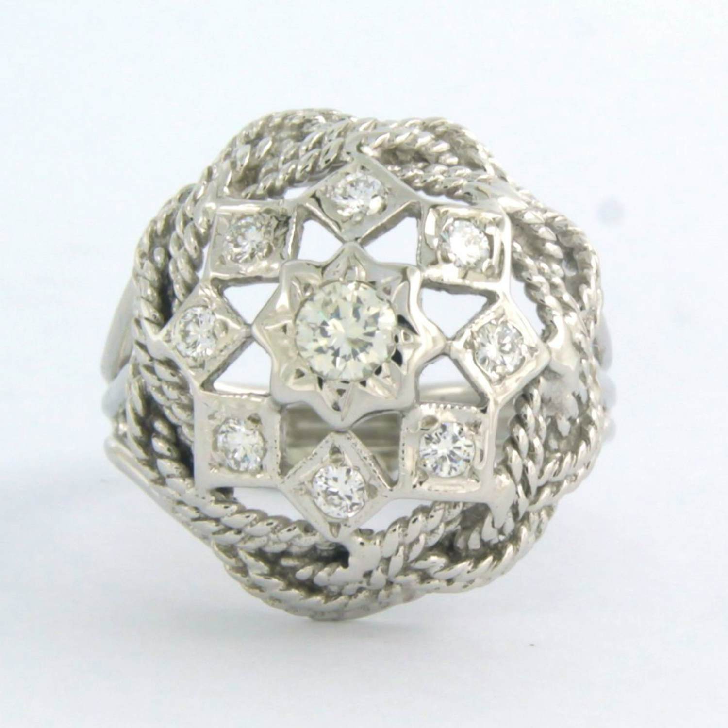 18k witgouden ring bezet met briljant geslepen diamant tot. 0,20ct kopen? Bied vanaf 830!