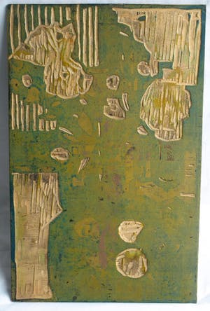 Fon Klement - De 2 dubbelzijdige houten drukblokken van de houtsnede ‘Pioenrozen en appels’ kopen? Bied vanaf 60!