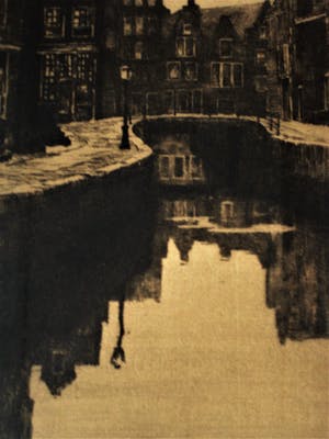 Niet of onleesbaar gesigneerd - Gesigneerde zg. droge naald Ets "Amsterdam OZ Achterburgwal" kopen? Bied vanaf 10!