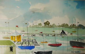 Niet of onleesbaar gesigneerd - Bootjes op het strand -aquarel- kopen? Bied vanaf 10!