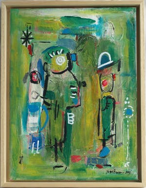 Jasper Banen - Acrylverf op doek , ingelijst , “De verhalenverteller” – 2006 kopen? Bied vanaf 85!