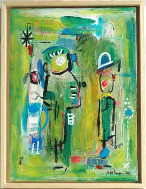 Jasper Banen - Acrylverf op doek , ingelijst , “De verhalenverteller” – 2006 vendu pour 85€ !